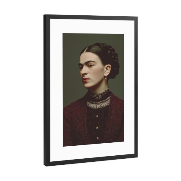 Poster mit Rahmen Schwarz (Metallic) "Frida Vintage Schönheit" artboxONE - Menschen,Fashion