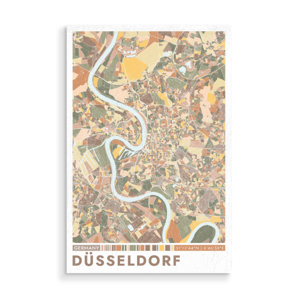 Holzbild "Düsseldorf City Color" artboxONE - Städte / Düsseldorf,Kartografie