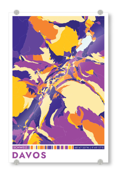 Acrylglasbild "Stadt Davos Colormap" artboxONE - Städte / Weitere