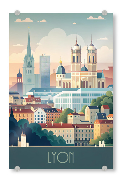 Acrylglasbild "Minimalistische Skyline von Lyon" artboxONE - Städte,Reise,Architektur