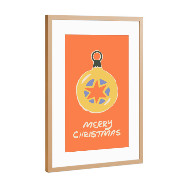 Poster mit Rahmen Kupfer "Happy Christmas (62)" artboxONE - Floral,Für Kinder,Weihnachten - Weihnachten,Dekorative kunst,Text,Christmas,Illustration