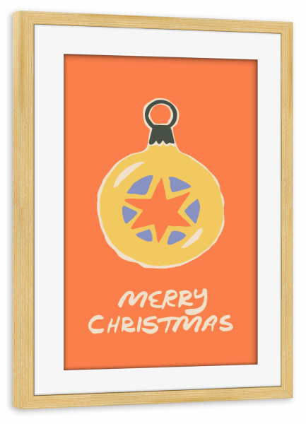 Poster mit Rahmen kiefer "Happy Christmas (62)" artboxONE - Floral,Für Kinder,Weihnachten - Weihnachten,Dekorative kunst,Text,Christmas,Illustration