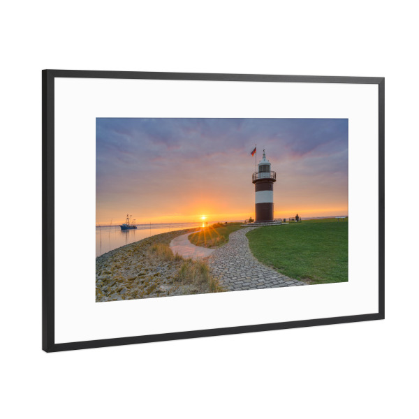 Poster mit Rahmen Schwarz (Metallic) "Leuchtturm Kleiner Preuße" artboxONE - Natur,Reise,Reise / Strand und Meer