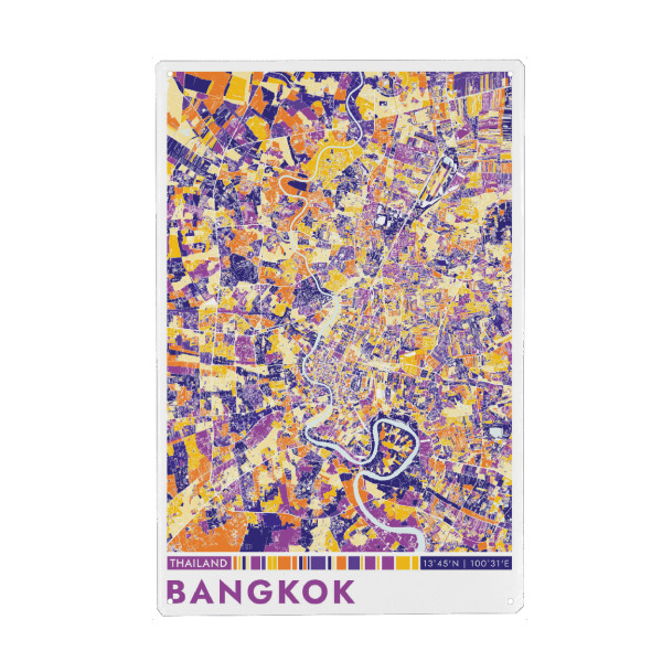 Holzbild "Bangkok Color" artboxONE - Städte / Weitere,Kartografie