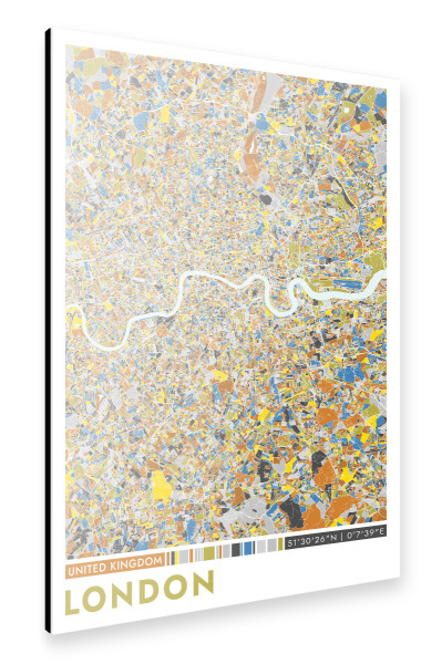Alu-Dibond "Stadt London Colormap" 30x20 cm artboxONE