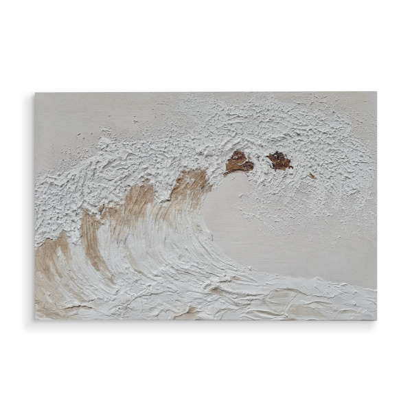 Holzbild "White Water" artboxONE - Natur,Reise / Strand und Meer - Welle,Meer,Ozean,Wasser,Beige,Natur,Dynamik,Achtsamkeit,Balance,Minimalistisch