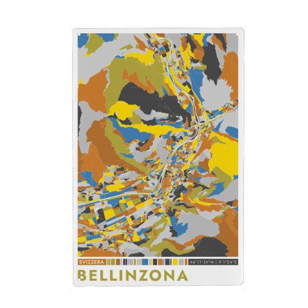 Metall Poster "Bellinzona Color" artboxONE - Städte / Weitere
