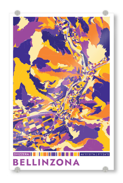 Acrylglasbild "Stadt Bellinzona Colormap" artboxONE - Städte / Weitere,Kartografie