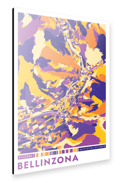 Alu-Dibond "Stadt Bellinzona Colormap" 30x20 cm artboxONE