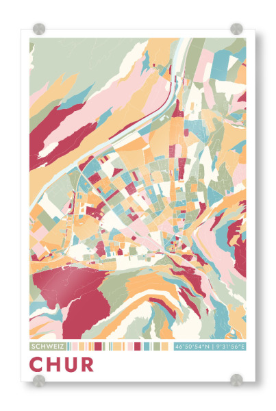 Acrylglasbild "Colormap Chur" artboxONE - Städte / Weitere,Kartografie