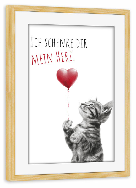 Poster mit Rahmen kiefer "Wahre Katzenliebe" artboxONE - Typografie,Tiere,Liebe