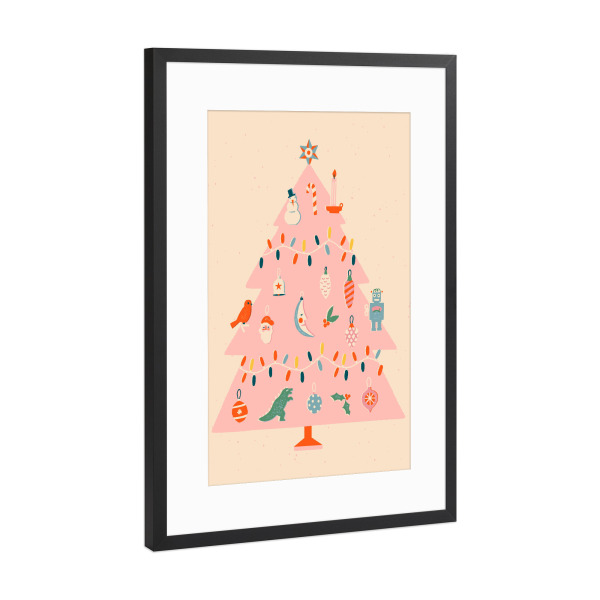 Poster mit Rahmen Schwarz (Metallic) "Happy Christmas (80)" artboxONE - Für Kinder,Weihnachten,Für Mama