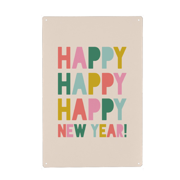 Metall Poster "Frohes neues Jahr" artboxONE - Abstrakt - Neujahr,Silvester,Feiertag,Winter,Mitternacht,Party,2026 - Blechschild