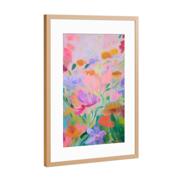 Poster mit Rahmen Kupfer "Pinselzauber der Blüten" artboxONE - Natur,Floral,Abstrakt