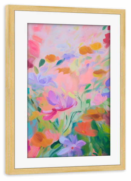 Poster mit Rahmen kiefer "Pinselzauber der Blüten" artboxONE - Natur,Floral,Abstrakt