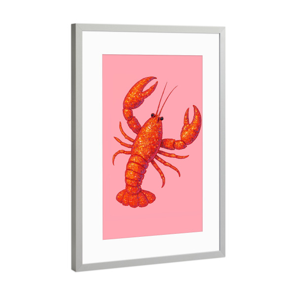 Poster mit Rahmen Silber "Disco-Glitzer-Hummer" artboxONE - Tiere,Reise / Strand und Meer