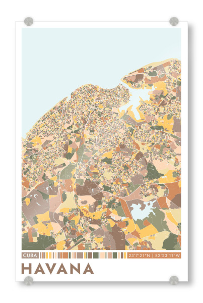 Acrylglasbild "Havanna Color Map" artboxONE - Städte / Weitere,Kartografie