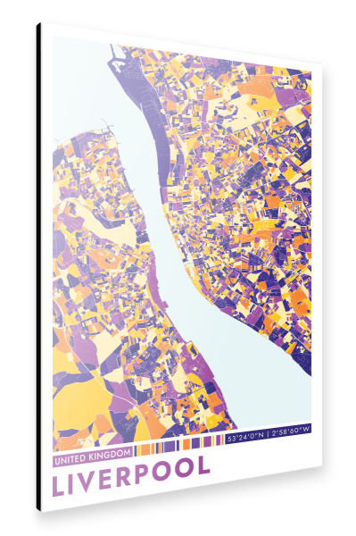 Alu-Dibond "Stadt Liverpool Colormap" 75x50 cm artboxONE