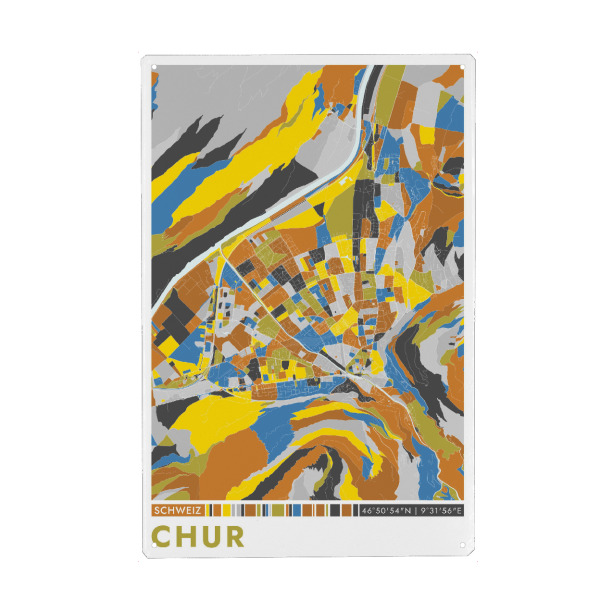 Holzbild "Chur Color" artboxONE - Städte / Weitere,Kartografie