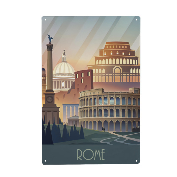 Holzbild "The minimalist skyline of Rome B" artboxONE - Städte,Reise,Abstrakt,Architektur