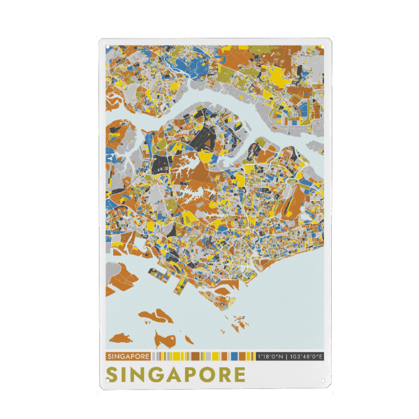 Metall Poster "Singapore Color" artboxONE - Städte / Singapur,Kartografie