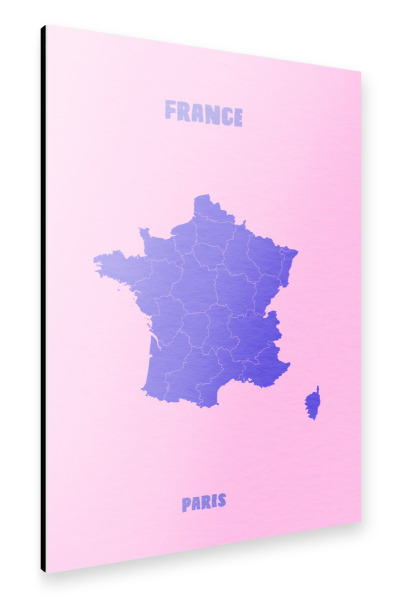Alu-Dibond "Frankreich-Paris-Karte" 75x50 cm artboxONE