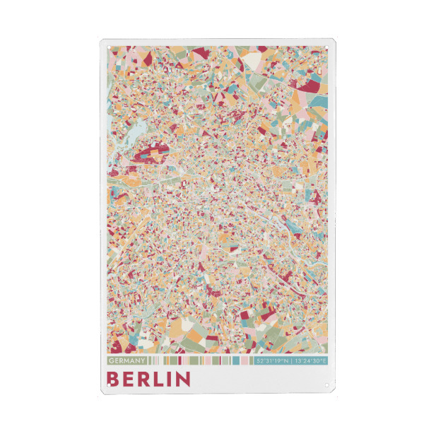 Holzbild "Berlin City Color" artboxONE - Städte / Berlin,Kartografie