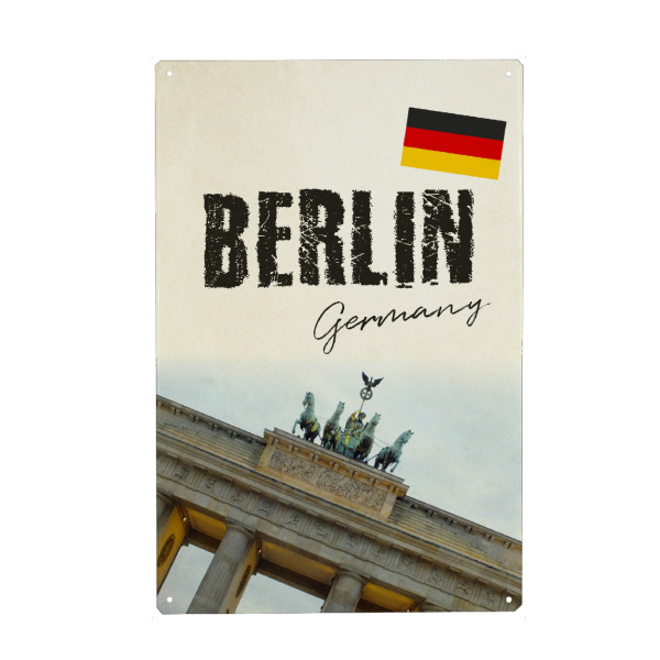 Metall Poster "Berlin Germany" artboxONE - Städte / Berlin,Typografie,Reise,Architektur