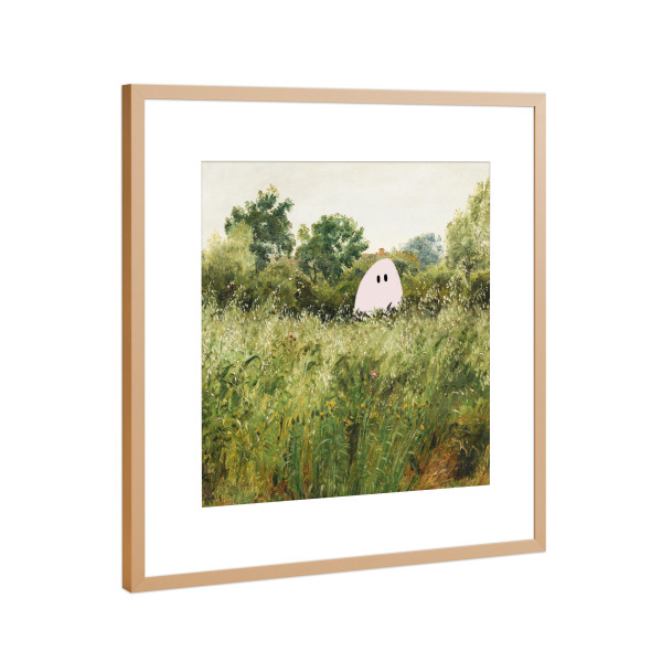 Poster mit Rahmen Kupfer "Cute ghost" artboxONE - Lustig - Halloween,Ghost,Landscape,Humor,Funny,Cute