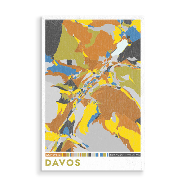 Holzbild "Davos Color" artboxONE - Städte / Weitere,Kartografie
