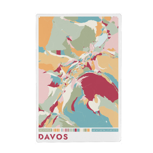 Metall Poster "Colormap Davos" artboxONE - Städte / Weitere,Kartografie
