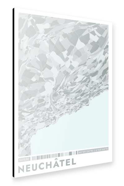 Alu-Dibond "City Neuchâtel Color Map" 30x20 cm artboxONE