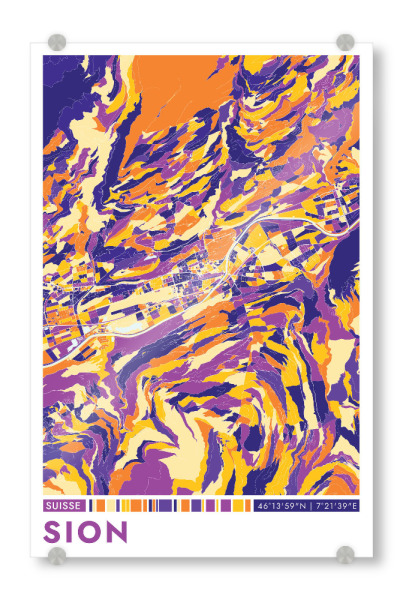 Acrylglasbild "Sion Color" artboxONE - Städte / Weitere,Kartografie