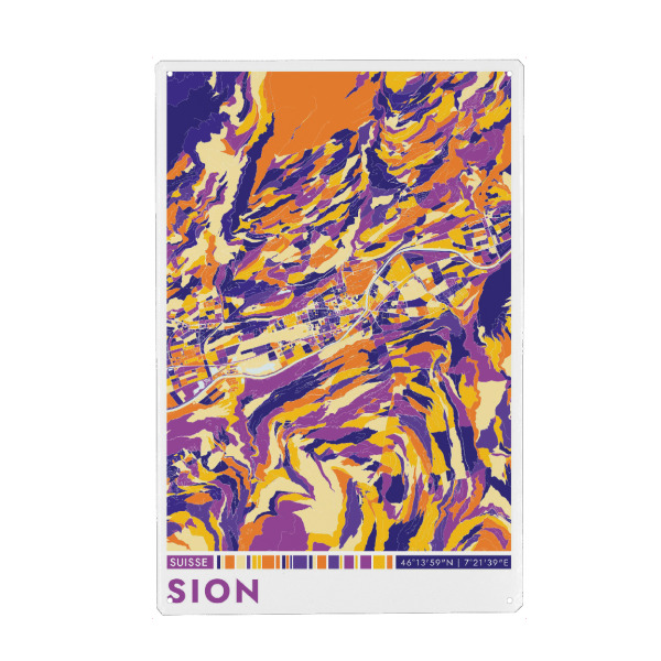Metall Poster "Sion Color" artboxONE - Städte / Weitere,Kartografie