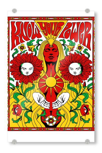 Acrylglasbild "Cosmic Power Flower" artboxONE - Typografie