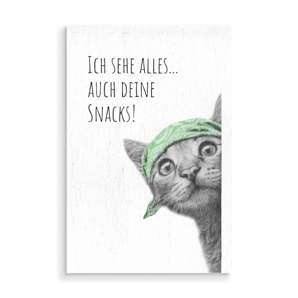 Holzbild "Coole Katze - Der Beobachter" artboxONE - Typografie,Tiere,Lustig