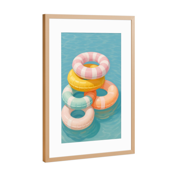 Poster mit Rahmen Kupfer "Sommer-Schwimmringe" artboxONE - Natur,Reise / Strand und Meer,Liebe