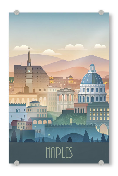 Acrylglasbild "The minimalist skyline of Naples" artboxONE - Städte,Reise,Abstrakt,Architektur
