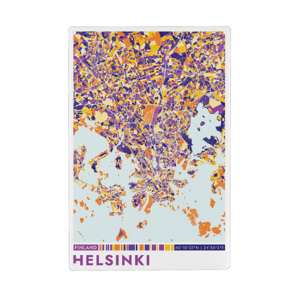 Metall Poster "Stadt Helsinki Colormap" artboxONE - Städte / Weitere,Kartografie