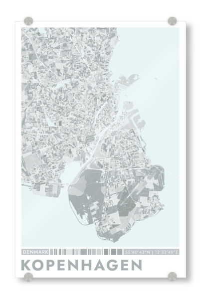 Acrylglasbild "City Kopenhagen Color Map" artboxONE - Städte / København