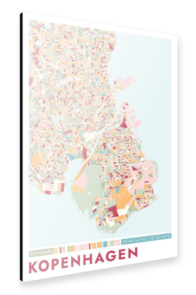 Alu-Dibond "Colormap Kopenhagen" 30x20 cm artboxONE