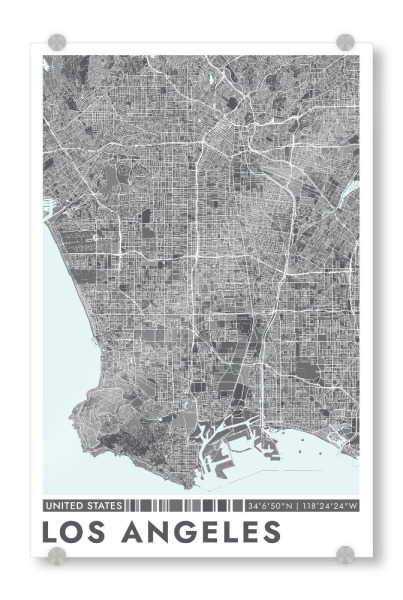 Acrylglasbild "Los Angeles City Color" artboxONE - Städte / Los Angeles,Kartografie