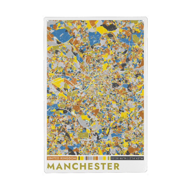 Holzbild "Manchester Color" artboxONE - Städte / Weitere,Kartografie