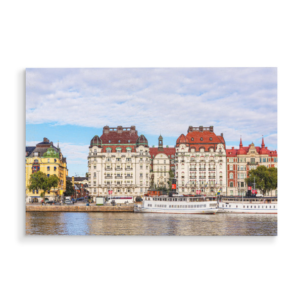 Holzbild "Fahrgastschiffe in Stockholm" artboxONE - Reise,Architektur,Reise / Länder,Städte / Stockholm