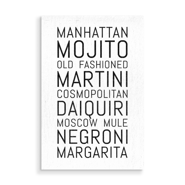 Holzbild "Cocktail Klassiker Typografie" artboxONE - Typografie