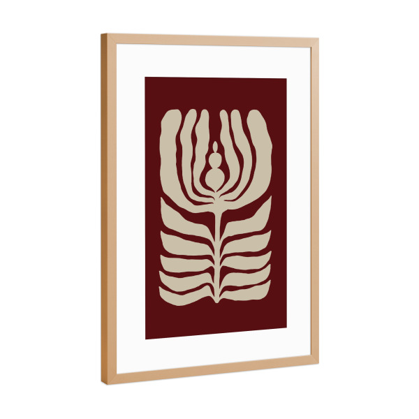 Poster mit Rahmen Kupfer "Nachtblüte - Rot" artboxONE - Natur,Floral,Abstrakt