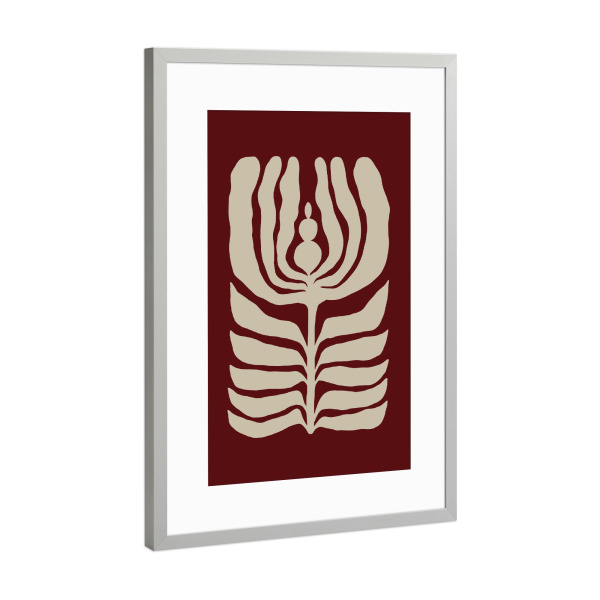 Poster mit Rahmen Silber "Nachtblüte - Rot" artboxONE - Natur,Floral,Abstrakt