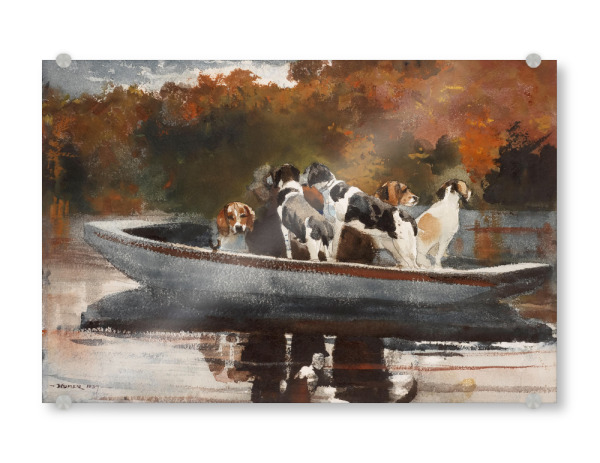 Acrylglasbild "Jagdhunde im Boot" artboxONE - Reise,Für Mama,Für Papa
