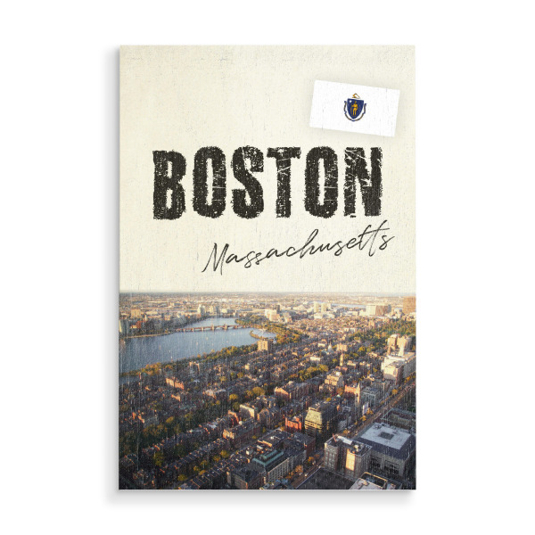 Holzbild "Boston, Masschusetts" artboxONE - Typografie,Reise,Reise / Länder,Städte / Boston
