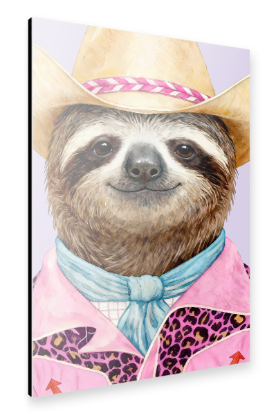 Alu-Dibond "Faultier-Cowboy" 75x50 cm artboxONE